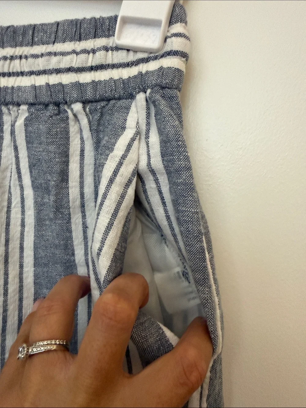 Zara Blue White Striped Wide Leg Palazzo Pants XS
